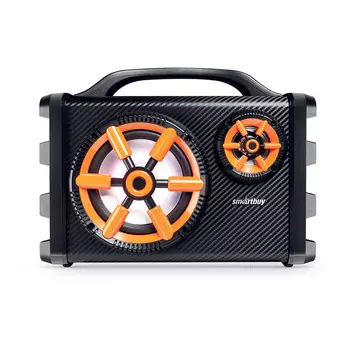 Акустика портативная SmartBuy Dodger, 20Вт, FM, USB, microSD, Bluetooth, подсветка, черный/оранжевый (SBS-990)