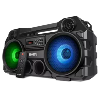 Акустика портативная SVEN PS-580, 36Вт, FM, AUX, USB, microSD, Bluetooth, подсветка, черный (SV-019105)