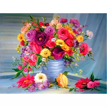 Алмазная мозаика ОСТРОВ СОКРОВИЩ "Цветы", 1 шт, 50 см x 40 см (662415)