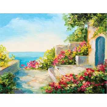 Алмазная мозаика ОСТРОВ СОКРОВИЩ "Домик у моря", 1 шт, 40 см x 30 см (662400)