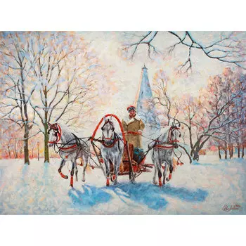 Алмазная мозаика ОСТРОВ СОКРОВИЩ "Русская зима", 1 шт, 50смx40см (662593)