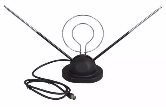 Антенна Rexant RX-105, комнатная пассивная, VHF/UHF, DVB-T2, 3.5 дБА, питание антенный вход, кабель 1 м (34-0105)