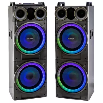 Аудиосистема 2.0 SUPRA SMB-2150, 1.2 кВт, FM, AUX, USB, SD, microSD, Bluetooth, подсветка, черный (SMB-2150)