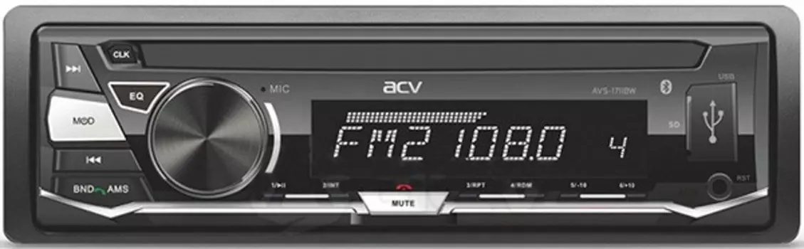 Автомагнитола ACV AVS-1711BW, 1 DIN, 4x45 Вт, USB