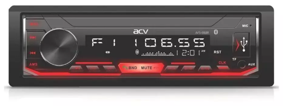 Автомагнитола ACV AVS-816BR, 1 DIN, 4x50 Вт, USB, черный