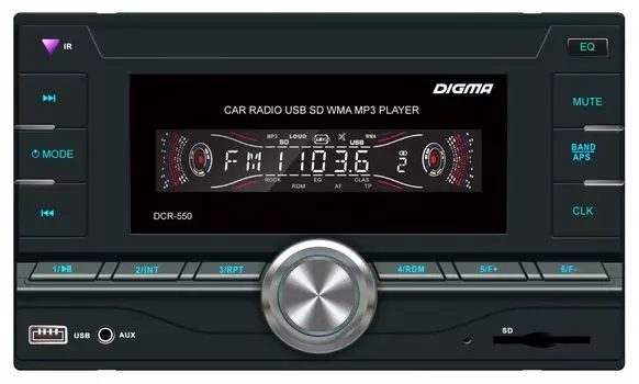 Автомагнитола Digma DCR-550, 2 DIN, 4x50 Вт, USB