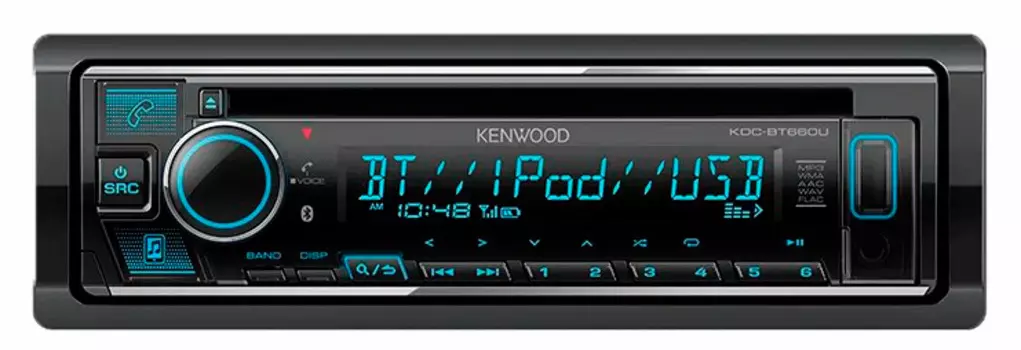 Автомагнитола JVC, 1 DIN, 4x4x45Вт (KDC-BT660U)