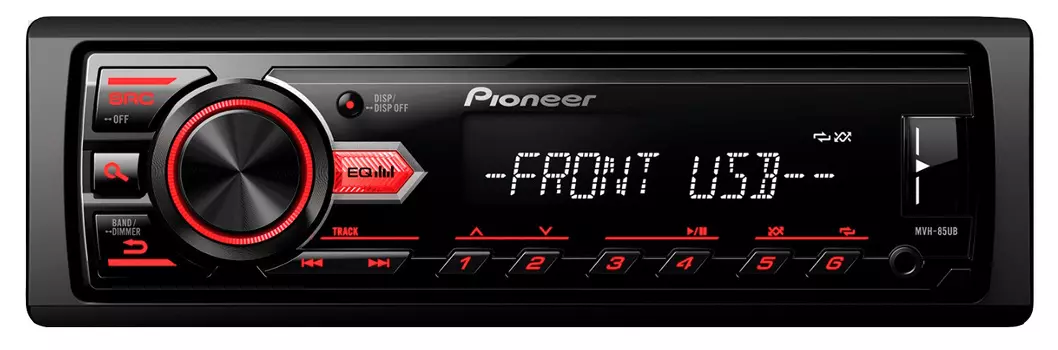 Автомагнитола Pioneer, 1 DIN, 4x4x50Вт, черный (MVH-85UB)