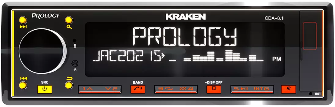 Автомагнитола Prology, 1 DIN, 8x8x65Вт, USB, Bluetooth, черный (PRCDA8.1KRAKEN)