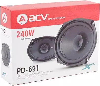 Автомобильная акустика коаксиальная ACV PD-691, овальный 16x23 см (6x9"), 80 Вт (240 Вт), 70 Гц-25 кГц, 91 дБ, 4 Ом, без решетки, 2 шт. (1197903)