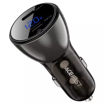 Автомобильное зарядное устройство Acefast B10, 2xUSB Type C, 60 Вт, QC, PD, черный (AF-B10-BK)