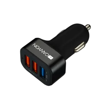 Автомобильное зарядное устройство CANYON CNE-CCA07B, 3xUSB, 2.1А, QC, черный