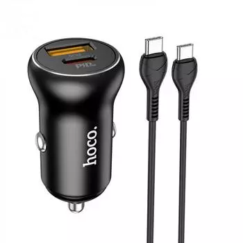 Автомобильное зарядное устройство Hoco NZ5, USB, 1xUSB Type C, 30 Вт, QC, PD, черный (900473)
