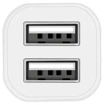 Автомобильное зарядное устройство Hoco Z12, 2xUSB, 2.4А, кабель Lightning 8-pin, белый (6957531050537)