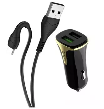 Автомобильное зарядное устройство Hoco Z31 , USB, 3A, 12Вт, QC, кабель USB Type-C, белый