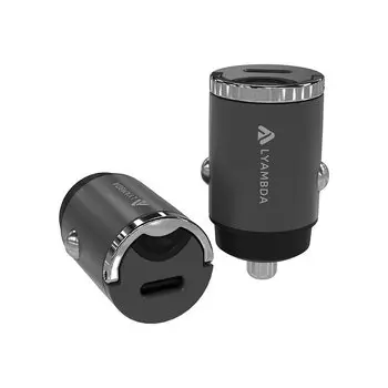 Автомобильное зарядное устройство Lyambda Aluminum, 1xUSB Type C, 3А, QC, PD, черный/серебристый (LS-C30)