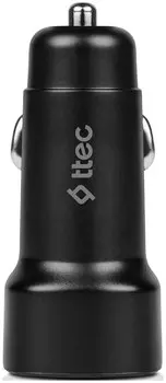 Автомобильное зарядное устройство TTEC SmartCharger, USB, 2.4А, 12 Вт, кабель Lightning, Micro USB, USB Type-C, черный (2CKS30TS)