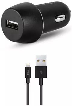 Автомобильное зарядное устройство TTEC SmartCharger, USB, 2.1А, кабель Lightning 8-pin, черный (2CKS20LS)