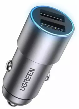 Автомобильное зарядное устройство UGREEN CD130, 2xUSB, 4.8А, 24 Вт, серый (50592)