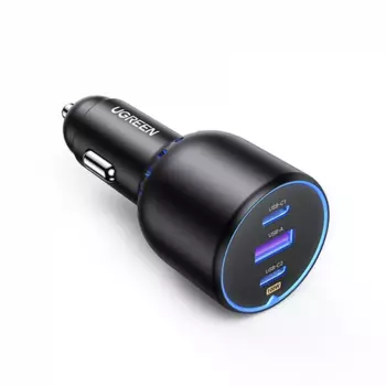 Автомобильное зарядное устройство UGREEN CD293, USB, 2xUSB Type C, 130 Вт, QC, PD, черный (90413_)