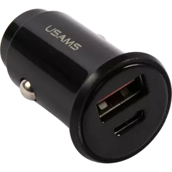 Автомобильное зарядное устройство USAMS US-CC086 C12, USB, 1xUSB Type C, QC, PD, черный (CC86TC01)