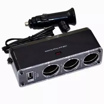 Автомобильный разветвитель прикуривателя WF-096, USB, 1A, черный (118886)