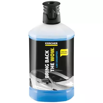Автошампунь с воском KARCHER RM 610, для бесконтактной мойки, Автомобильный шампунь + восковой осушитель + блеск - «3 в 1»., 1 л, для всех цветов
