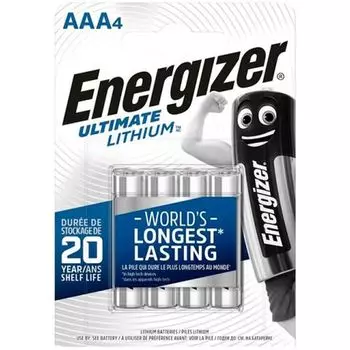 Батарейка Energizer Ultimate, AAA (LR03), 1.5V, 4 шт. (E301535700)