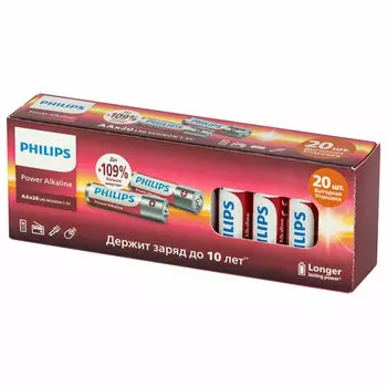 Батарейка PHILIPS Power Alkaline, AA (LR6), 1.5V, 20 шт. (Б0064673)