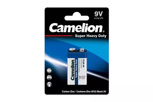 Батарейка Camelion Blue, крона (6LR61/6LF22/1604A/1604S/6F22), 9V, 1 шт. (6F22-BP1B)