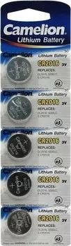 Батарейка Camelion CR2016-BP5B, CR2016, 3V, 5 шт. (1593)