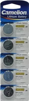 Батарейка Camelion CR2025-BP5B, CR2025, 3V, 5 шт. (1594)