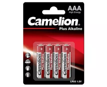 Батарейка Camelion Plus, AAA (LR03/24А), 1.5V, 4 шт. (LR03-BP4)