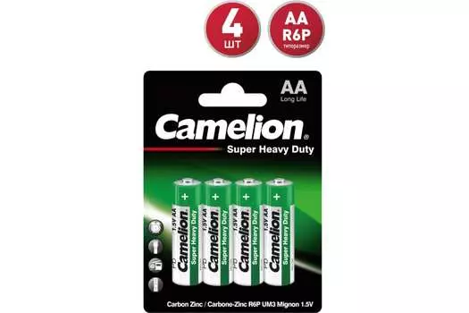 Батарея Camelion Super Heavy Duty, AA (R6P), 1.5V, 4 шт. (1669)