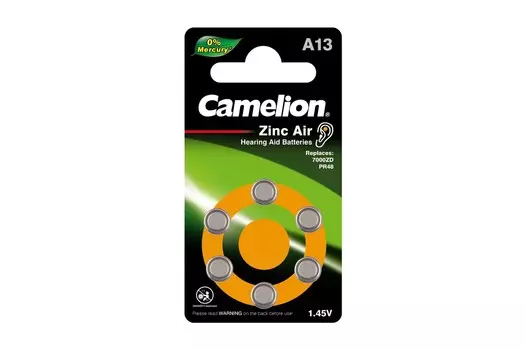 Батарейка Camelion ZA13, 1.4V, 6 шт. (12824)