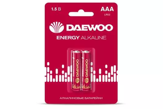 Батарея Daewoo Energy, AAA (LR03/24А), 1.5V, 2шт. (17371662)