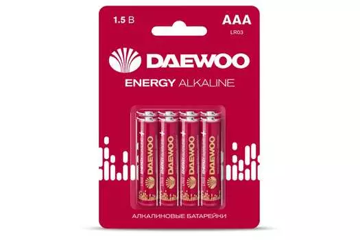 Батарея Daewoo Energy, AAA (LR03/24А), 1.5V, 8шт. (17371284)