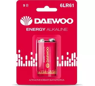 Батарея Daewoo Energy, крона (6LR61/6LF22/1604A/6F22), 9V, 1шт. (5029729)