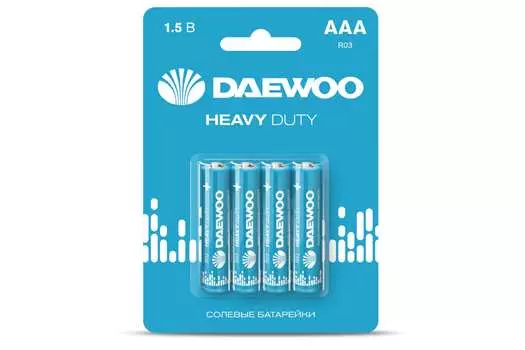 Батарея Daewoo Heavy Duty, AAA (LR03/24А), 1.5V, 4шт. (17371338)