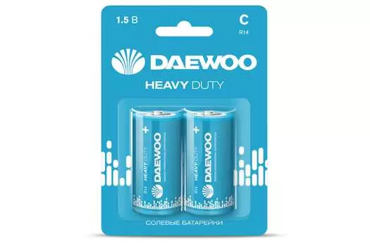 Батарея Daewoo Heavy Duty, C (R14/LR14), 1.5V, 2шт. (17371374)