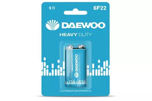 Батарея Daewoo Heavy Duty, крона (6LR61/6LF22/1604A), 9V, 1шт. (17371308)