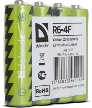 Батарея Defender R6-4F, AA, 1.5V 4шт. (56111)