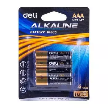 Батарейка Deli E18505, AAA (LR03/24А), 1.5V, 4 шт