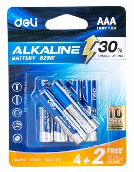 Батарейка Deli E82901, AAA (LR03/24А), 1.5V, 6 шт