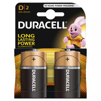 Батарейка Duracell LR20, D (LR20/13А), 1.5V, 2 шт