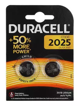 Батарея Duracell DL/CR2025, CR2025, 3V, 2шт