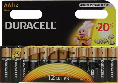 Батарея Duracell MN1500-12 (LR6), AA, 1.5V, 12шт