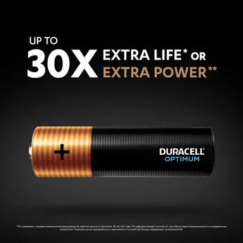 Батарея Duracell Optimum, AA (LR06/15А), 1.5V, 10шт. (5014071)