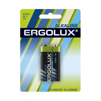 Батарея Ergolux 6LR61 BL-1, крона, 9V, 1шт