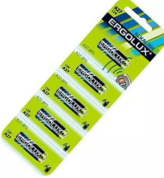 Батарейка Ergolux A27 (MN27/V27A/GP27A), 12V, 5 шт. (12297)